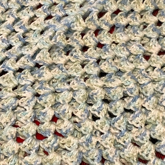 Cute Baby Blue and Mint Green Crochet Afghan Throw Crib Blanket
approx 40”x40” - Picture 3 of 3